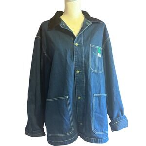 Liberty Overalls Mens 2XL Denim Chore Coat Jacket Corduroy Collar Blue Workwear